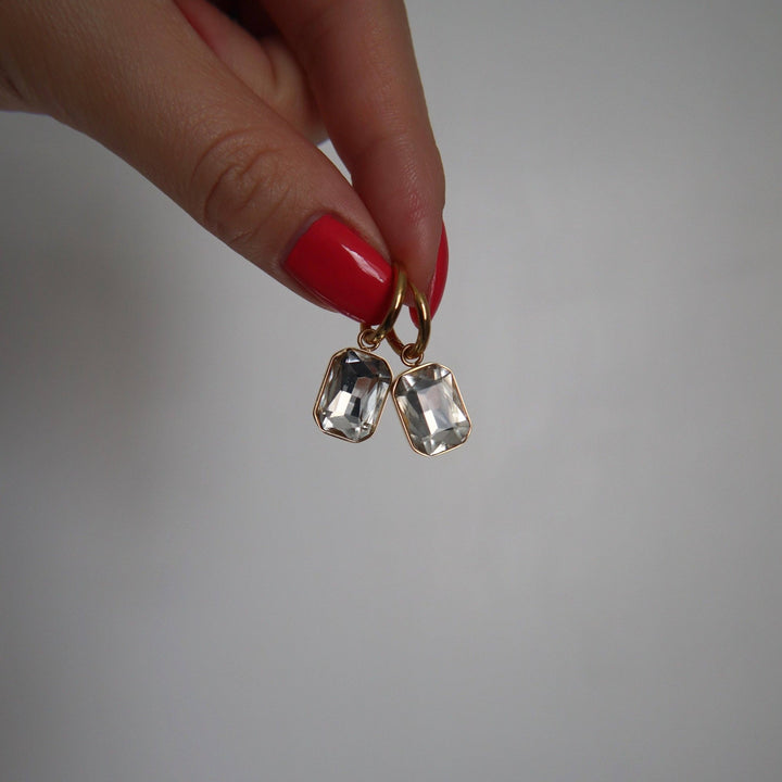 Naomi Hoops - White | Zircon Drop Hoops - Pretty by Her - handmade locally in Cambridge, Ontario
