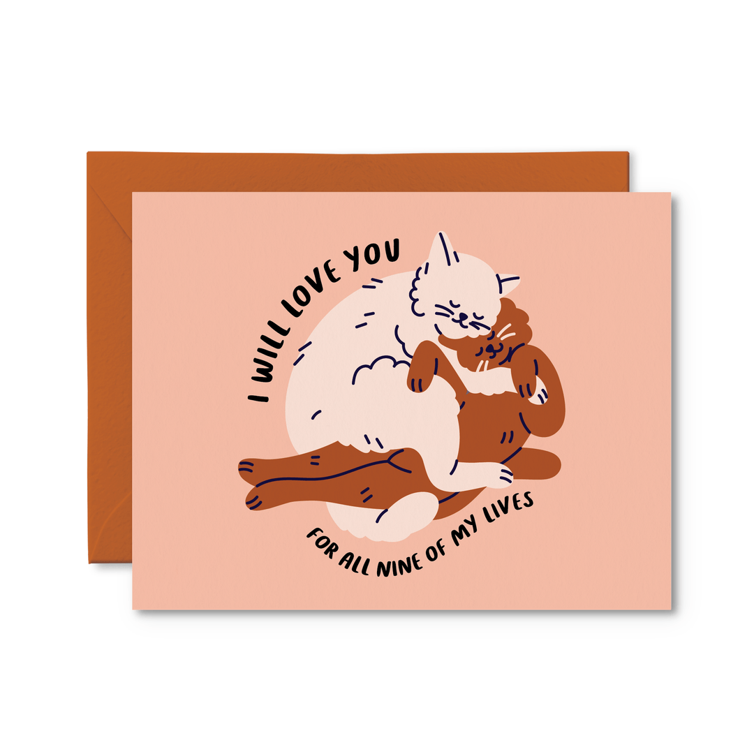 Nine Lives Love Card - Pretty by Her - handmade locally in Cambridge, Ontario