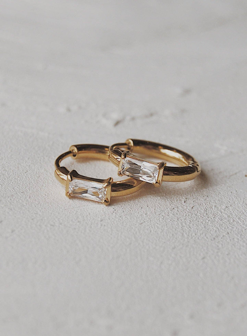 North South Baguette Huggie Hoops - Pretty by Her - handmade locally in Cambridge, Ontario