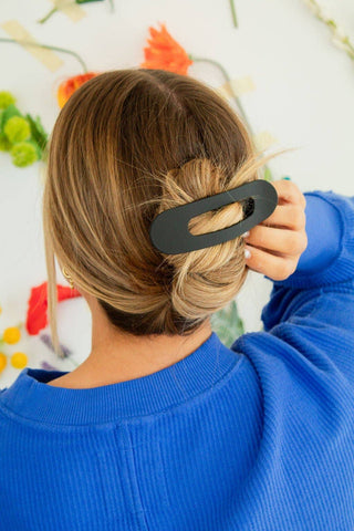 Oversized Flat Claw Clip: Black - Pretty by Her- handmade locally in Cambridge, Ontario