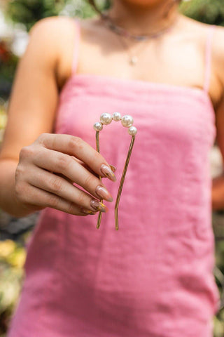 Pearl Crown U-Shape Pin - Pretty by Her- handmade locally in Cambridge, Ontario