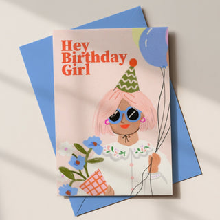 PINK HAIR BIRTHDAY CARD - Pretty by Her- handmade locally in Cambridge, Ontario