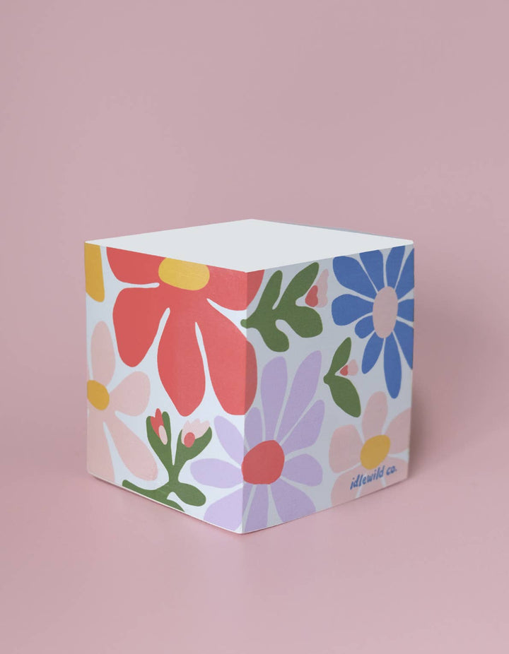 Primary Blooms Sticky Note Cube - Pretty by Her - handmade locally in Cambridge, Ontario