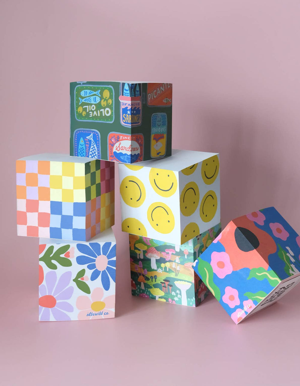 Primary Blooms Sticky Note Cube - Pretty by Her - handmade locally in Cambridge, Ontario