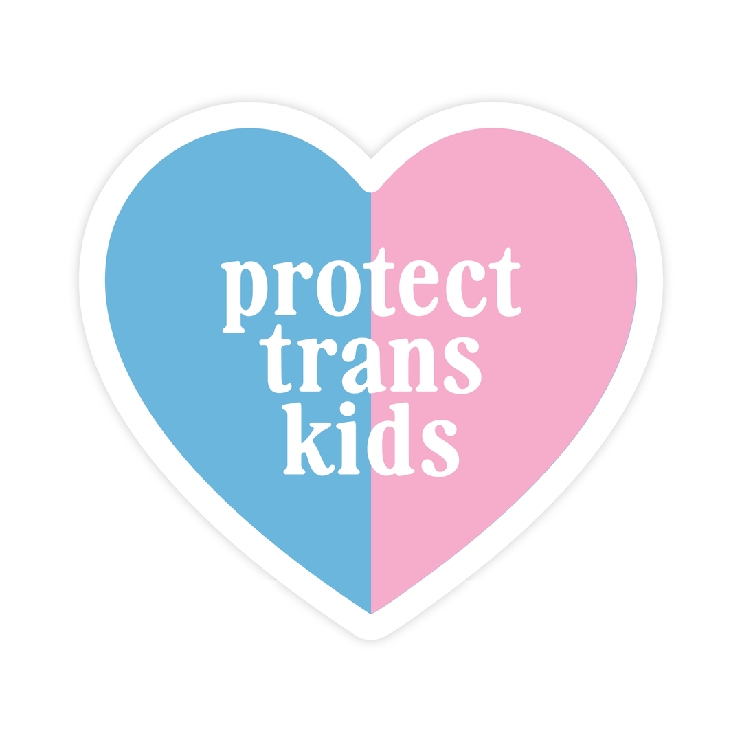 Protect trans kids Sticker - Pretty by Her - handmade locally in Cambridge, Ontario