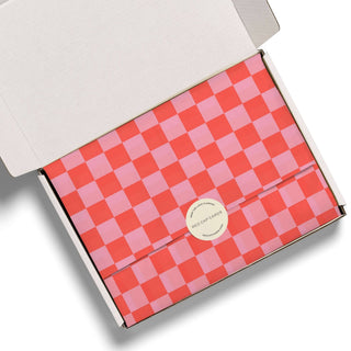 Red and Pink Checkers tissue paper: 5 Sheets - Pretty by Her- handmade locally in Cambridge, Ontario