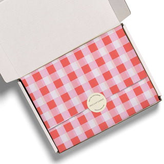 Red and Pink Gingham tissue paper: 5 Sheets - Pretty by Her- handmade locally in Cambridge, Ontario