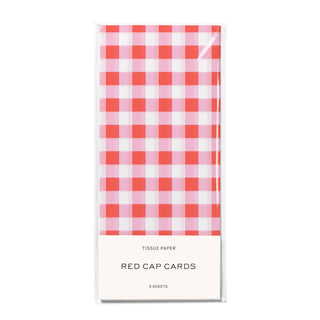 Red and Pink Gingham tissue paper: 5 Sheets - Pretty by Her- handmade locally in Cambridge, Ontario
