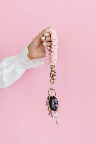 Rose Corduroy Scrunchie Keychain - Pretty by Her- handmade locally in Cambridge, Ontario