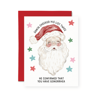 Santa Confirmed You Have Gonorrhea Christmas Card - Pretty by Her - handmade locally in Cambridge, Ontario