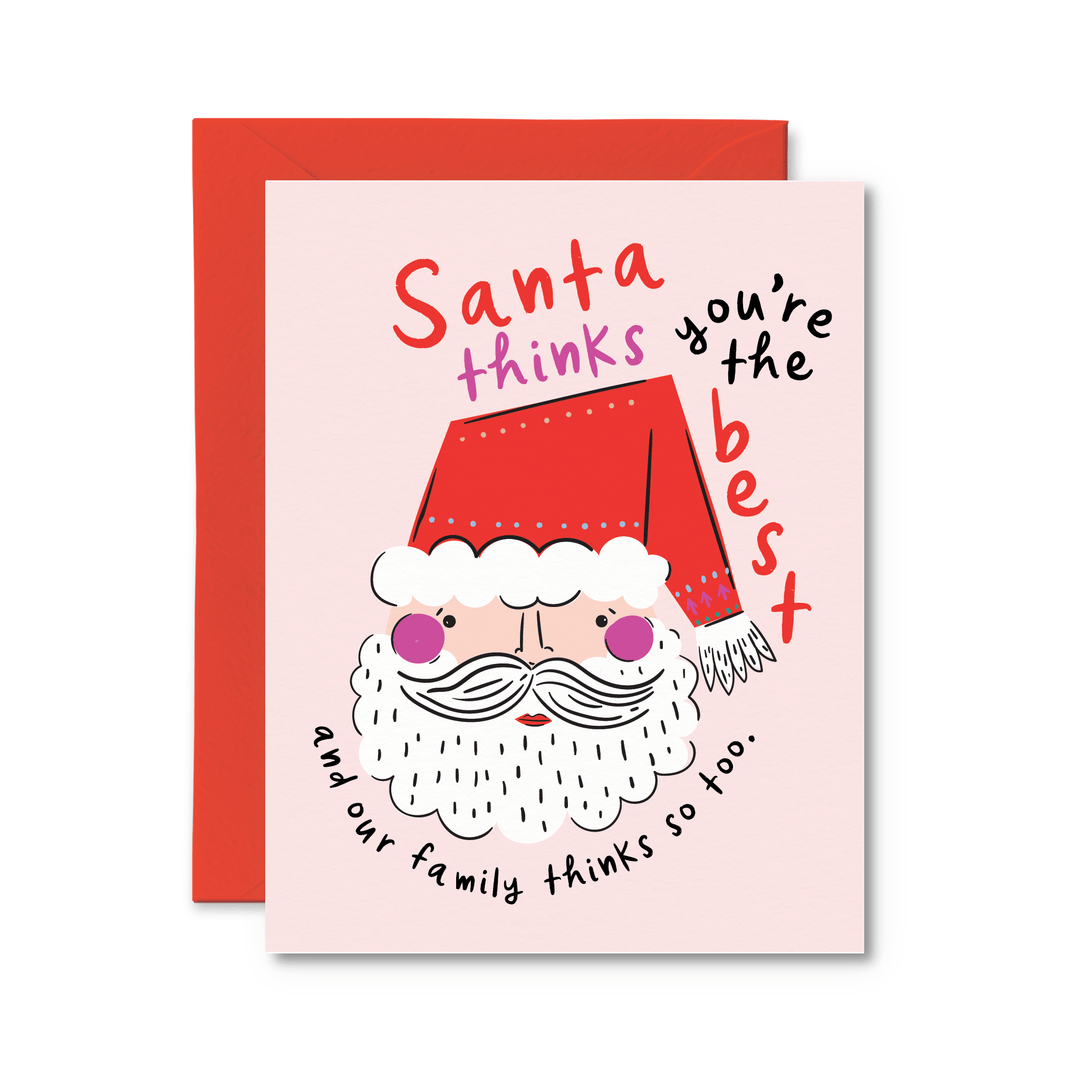 Santa Thinks You're The Best Card - Pretty by Her - handmade locally in Cambridge, Ontario