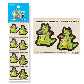 Scratch and Sniff Sticker Sheet Dragon Lemonade Scent - Pretty by Her- handmade locally in Cambridge, Ontario