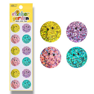 Sparkle Happy Face Fun Stickers - Pretty by Her- handmade locally in Cambridge, Ontario