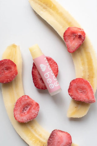 Strawberry Banana Bees Wax Lip Balm - Pretty by Her- handmade locally in Cambridge, Ontario
