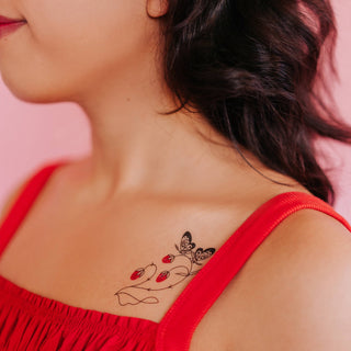 Strawberry Branch Tattoo Pair - Pretty by Her - handmade locally in Cambridge, Ontario
