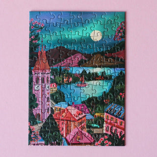 Suisse Nights mini puzzle, 99 pieces - Pretty by Her - handmade locally in Cambridge, Ontario
