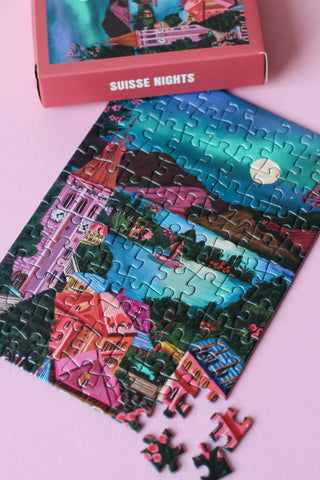 Suisse Nights mini puzzle, 99 pieces - Pretty by Her - handmade locally in Cambridge, Ontario