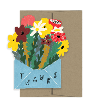 Thank You with Flowers - Die Cut Card - Pretty by Her- handmade locally in Cambridge, Ontario