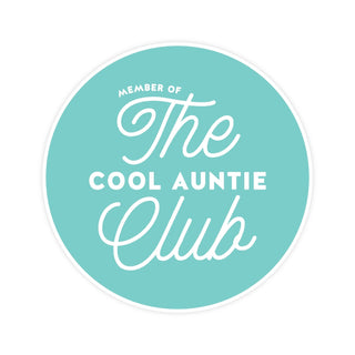 The Cool Auntie Club Sticker - Pretty by Her - handmade locally in Cambridge, Ontario