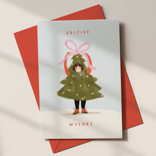 TREE FESTIVE WISHES CARD - Pretty by Her- handmade locally in Cambridge, Ontario