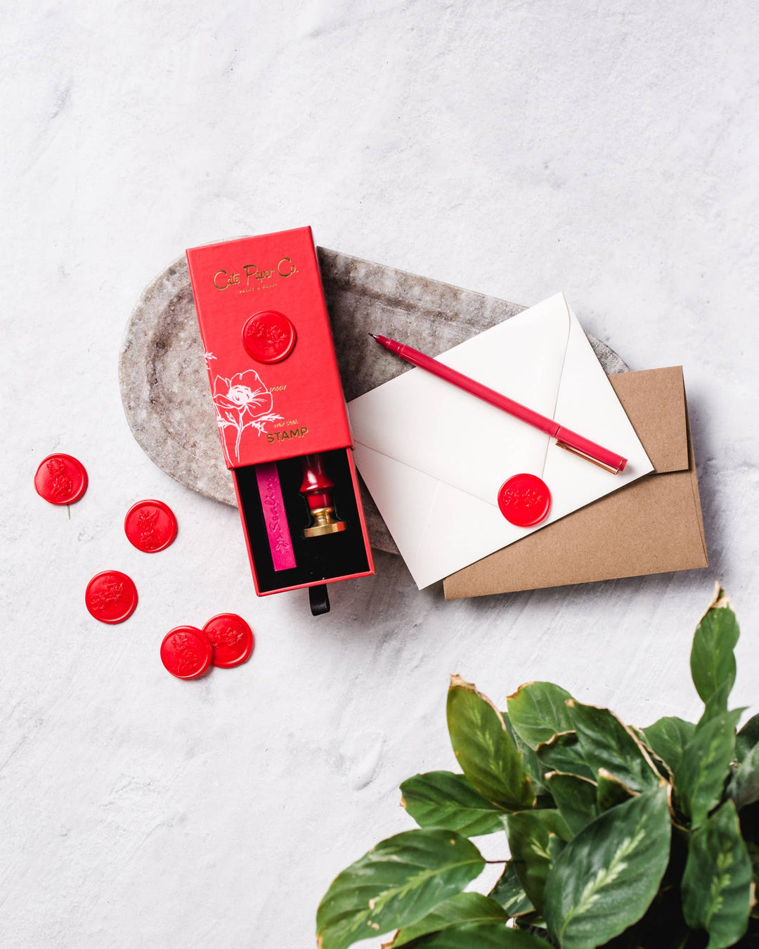 Wax seal stamp and wax stick set: Poppy - Pretty by Her - handmade locally in Cambridge, Ontario