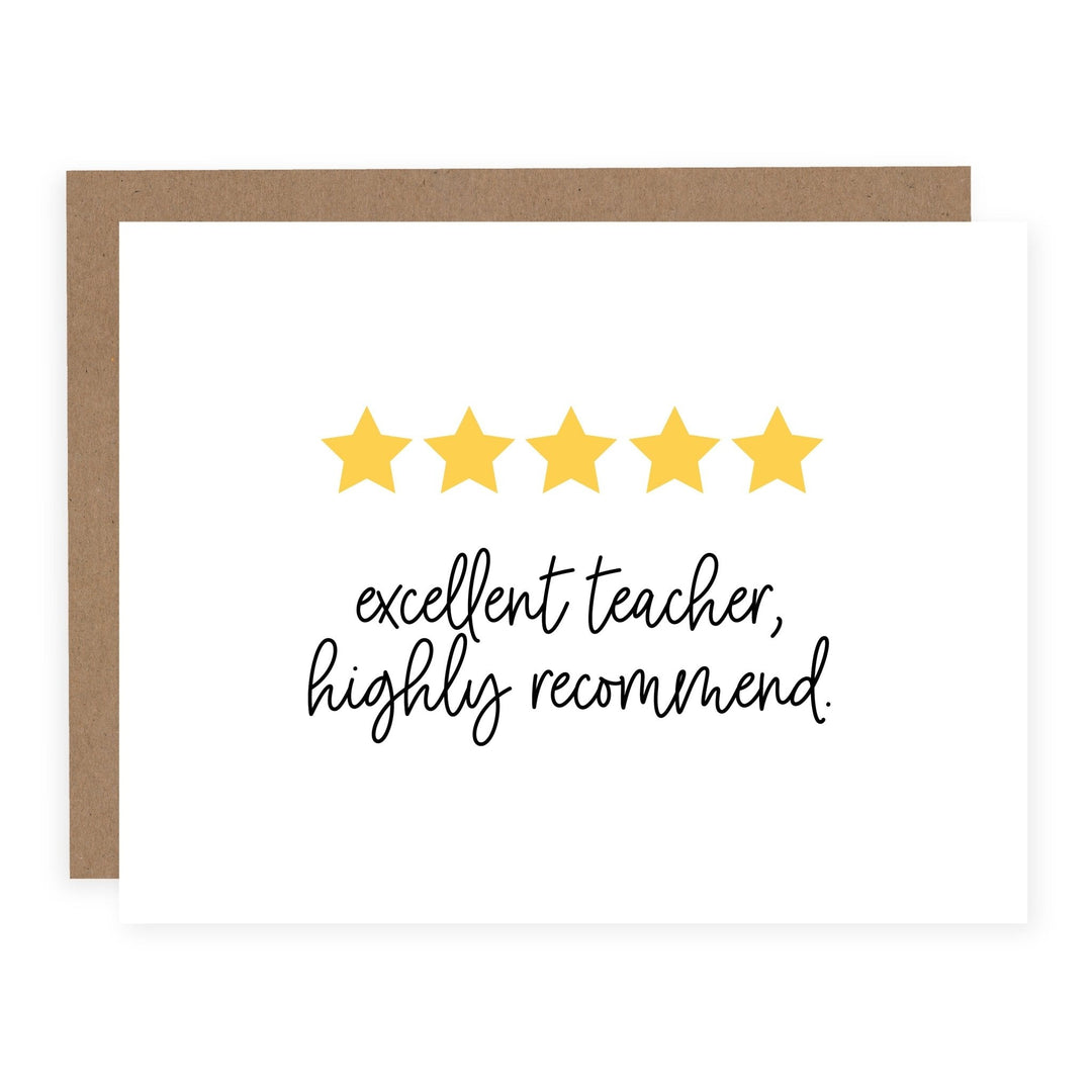WHOLESALE | Five Star Teacher | Card - Pretty by Her- handmade locally in Cambridge, Ontario