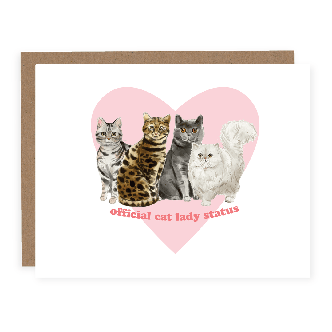 Wholesale | Official Cat Lady Status | Card - Pretty by Her- handmade locally in Cambridge, Ontario