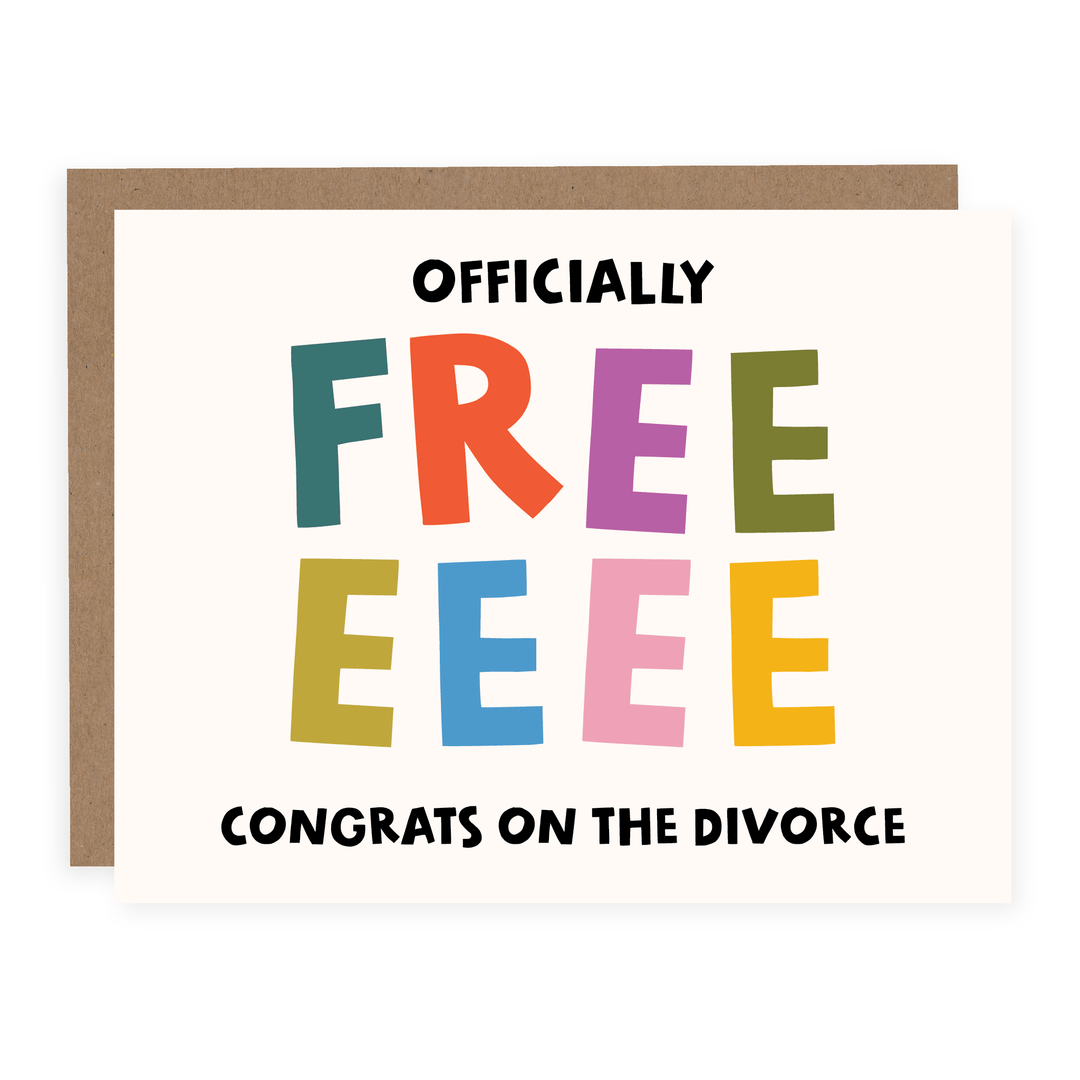WHOLESALE | Officially Free Divorce | Card - Pretty by Her- handmade locally in Cambridge, Ontario