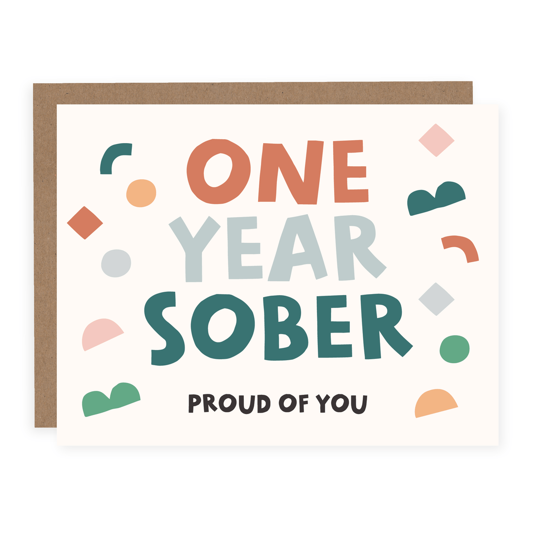 WHOLESALE | One Year Sober | Card - Pretty by Her- handmade locally in Cambridge, Ontario