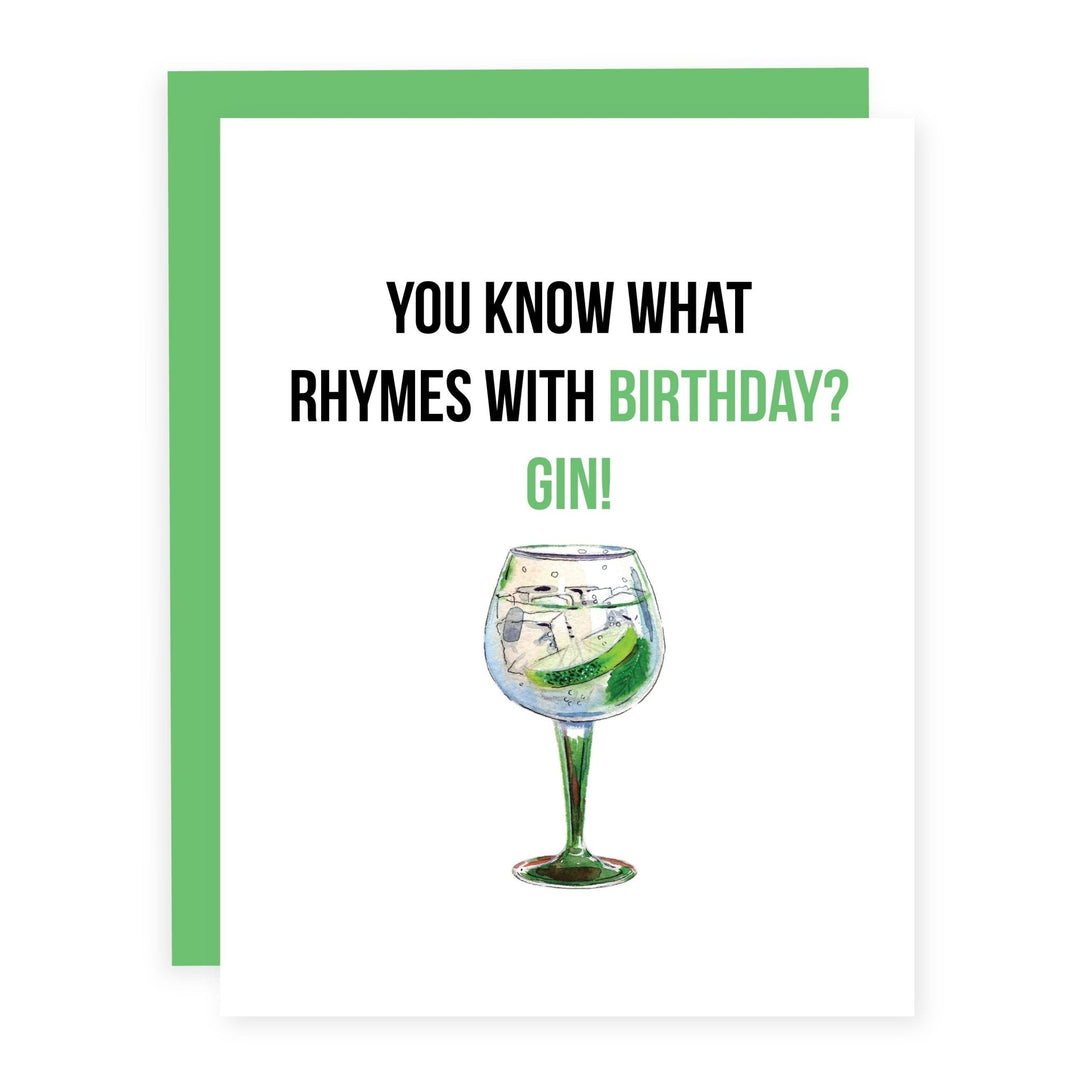 WHOLESALE | Rhymes with Birthday Gin | Card - Pretty by Her- handmade locally in Cambridge, Ontario