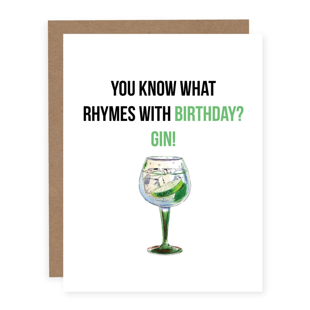 WHOLESALE | Rhymes with Birthday Gin | Card - Pretty by Her- handmade locally in Cambridge, Ontario
