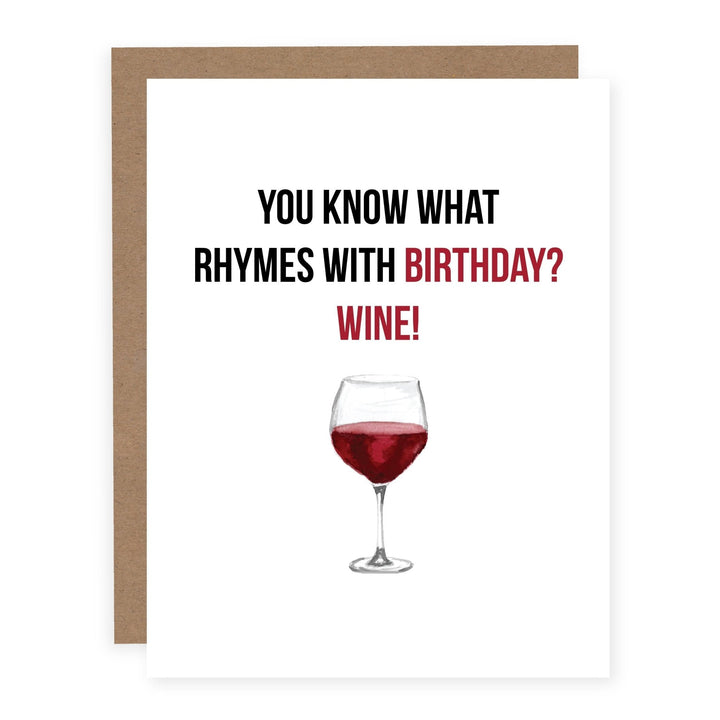 WHOLESALE | Rhymes with Birthday Red Wine | Card - Pretty by Her- handmade locally in Cambridge, Ontario