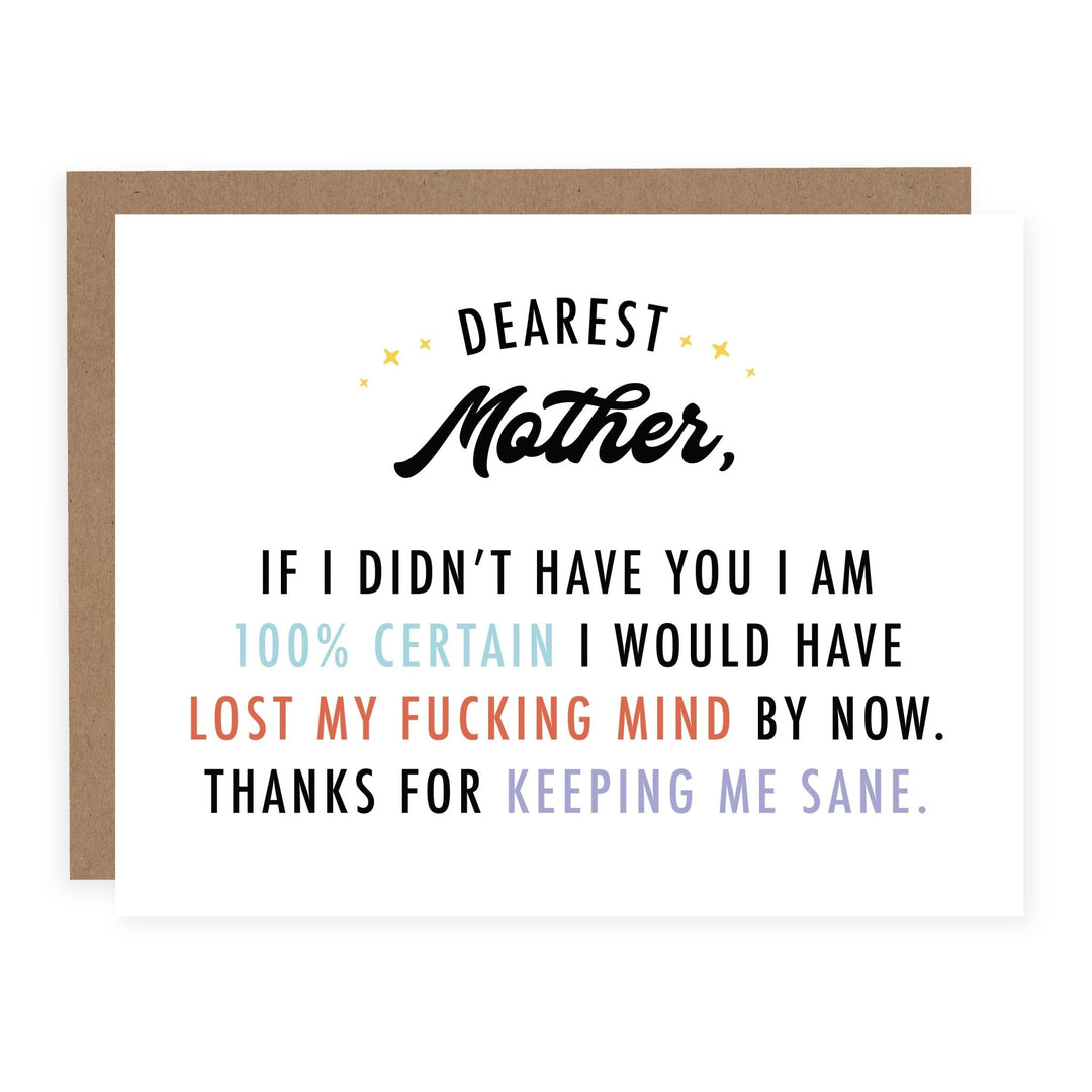 WHOLESALE | Thanks for Keeping Me Sane | Card - Pretty by Her- handmade locally in Cambridge, Ontario