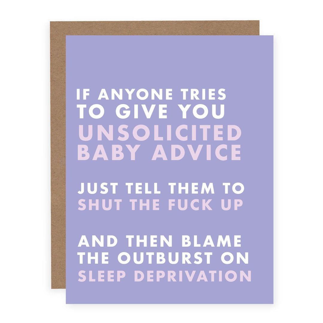 WHOLESALE | Unsolicited Baby Advice | Card - Pretty by Her- handmade locally in Cambridge, Ontario