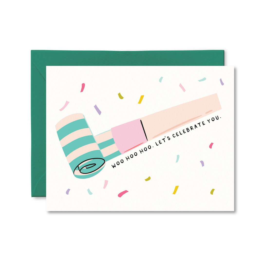 Woo Hoo Hoo Let's Celebrate You Card - Pretty by Her - handmade locally in Cambridge, Ontario