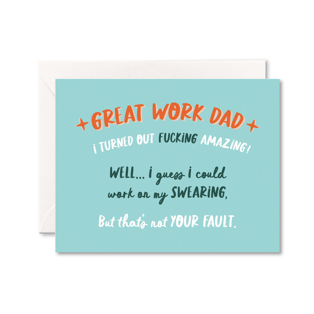 Work On My Swearing Dad Card - Pretty by Her - handmade locally in Cambridge, Ontario