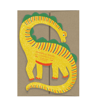 Yellow Dino  Playtime Collection - Die Cut Card - Pretty by Her- handmade locally in Cambridge, Ontario
