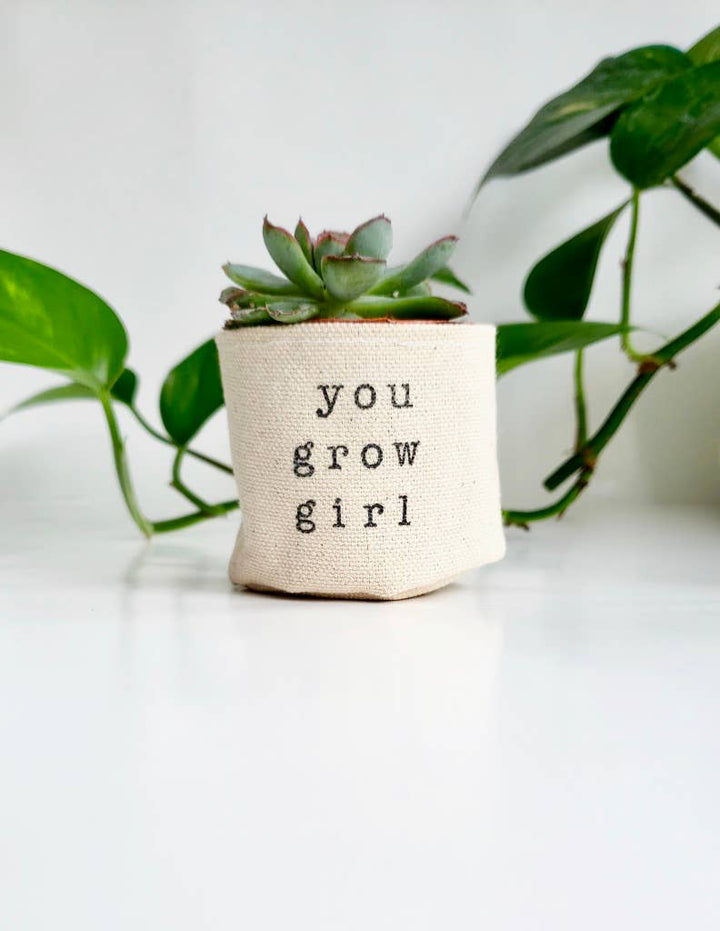 You Grow Girl 2" Canvas Plant Pot Cover - Pretty by Her - handmade locally in Cambridge, Ontario