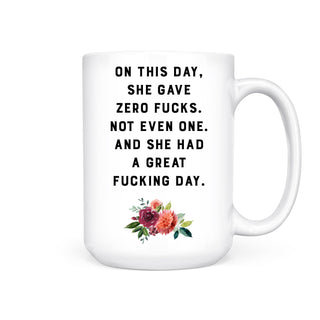 ZERO FUCKS MUG - Pretty by Her - handmade locally in Cambridge, Ontario