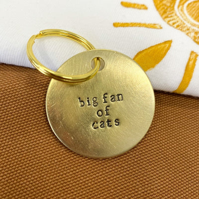 Big Fan of Cats Brass Keychain | Sol + Bones - Pretty by Her- handmade locally in Cambridge, Ontario