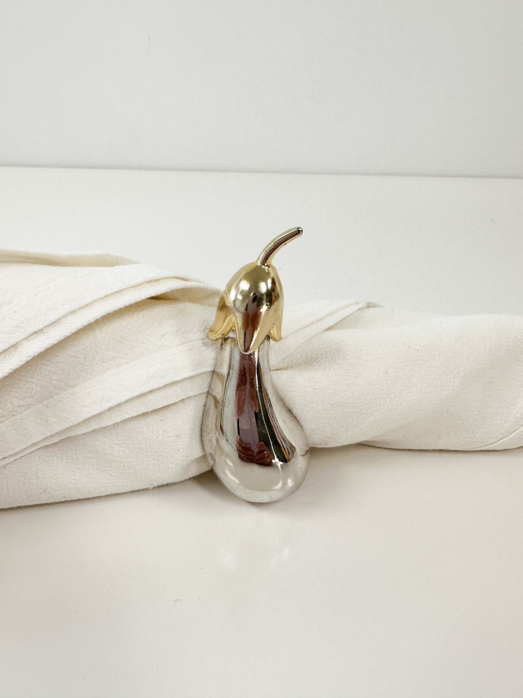 Brass + Silver Eggplant Napkin Rings Set of 6 - Pretty by Her- handmade locally in Cambridge, Ontario