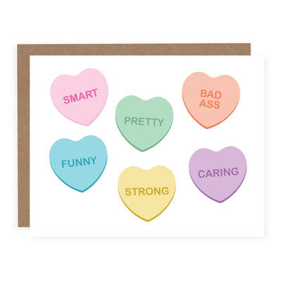 Candy Heart Compliments | Card - Pretty by Her- handmade locally in Cambridge, Ontario