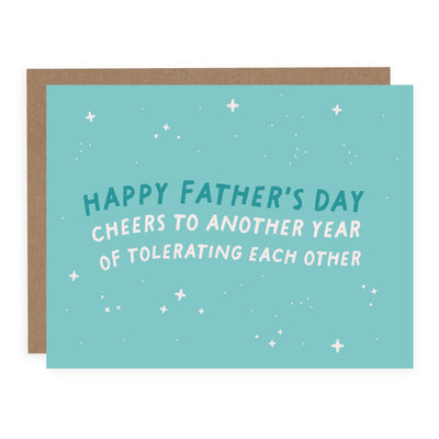 Cheers to Another Year of Tolerating Each Other (Father's Day) | Card - Pretty by Her- handmade locally in Cambridge, Ontario