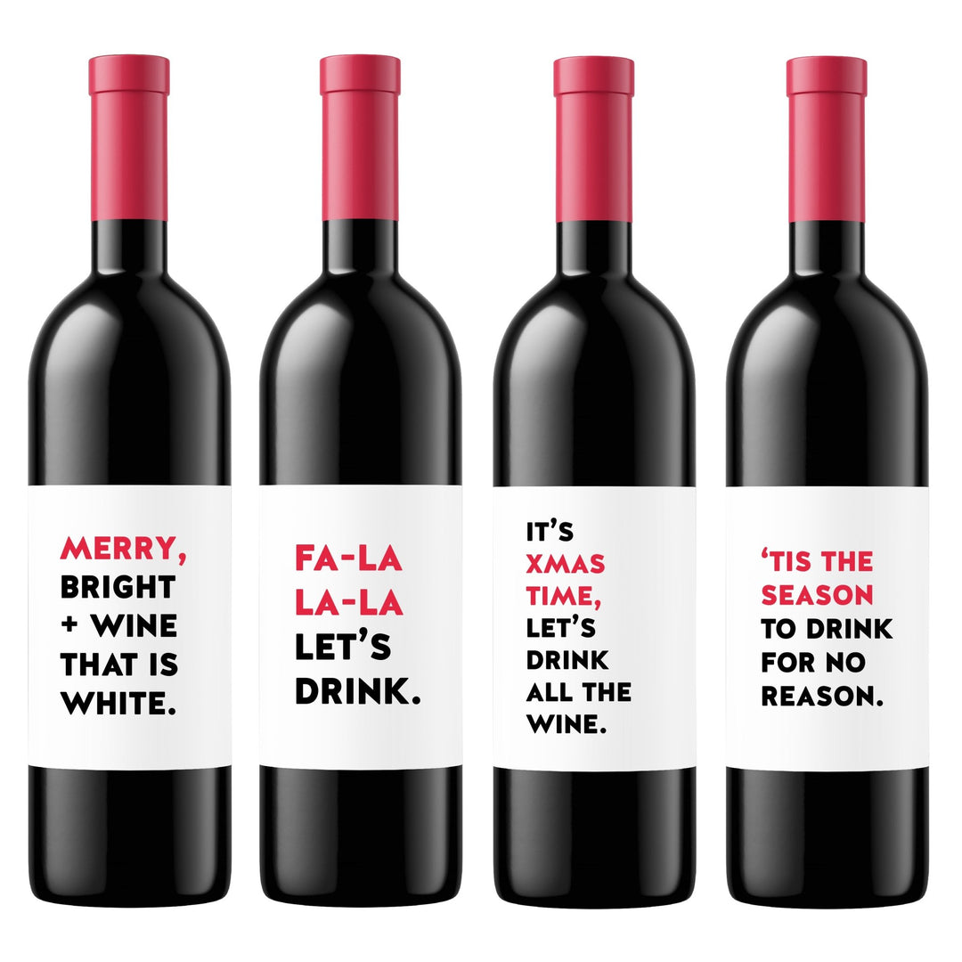 Christmas Drinks | Wine Label Set - Pretty by Her- handmade locally in Cambridge, Ontario