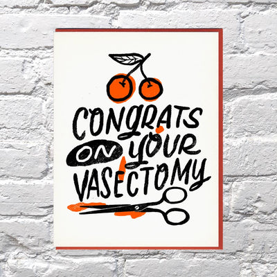 Congrats on Your Vasectomy Lettepress Card | Bench Pressed - Pretty by Her- handmade locally in Cambridge, Ontario
