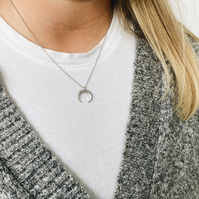 Cornia Silver Moon Necklace | Horace Jewelry - Pretty by Her- handmade locally in Cambridge, Ontario