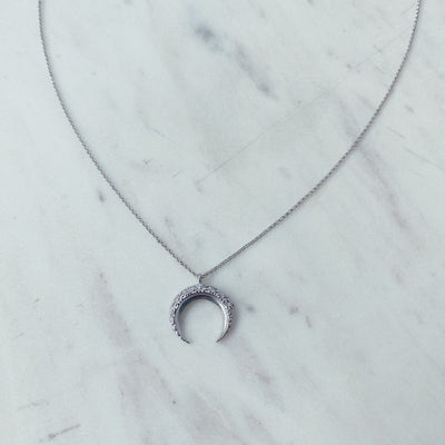 Cornia Silver Moon Necklace | Horace Jewelry - Pretty by Her- handmade locally in Cambridge, Ontario