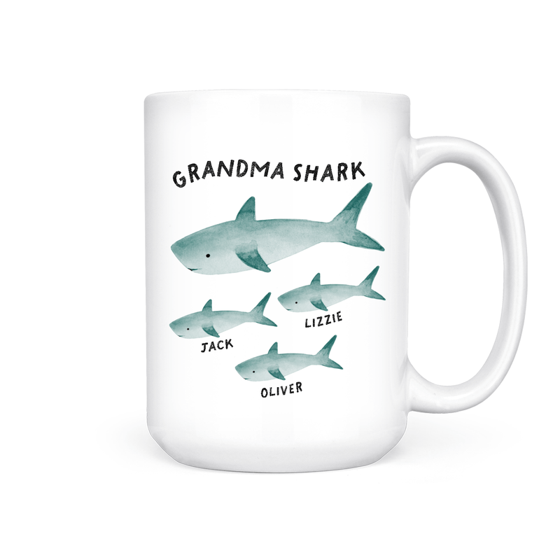 Customized Grandmother Shark | Mug - Pretty by Her- handmade locally in Cambridge, Ontario
