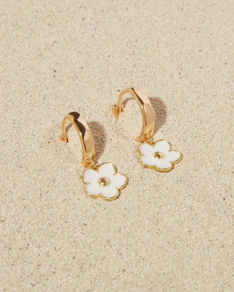 Daisy Flower Gold Hoop Earrings | TISH Jewelry - Pretty by Her- handmade locally in Cambridge, Ontario