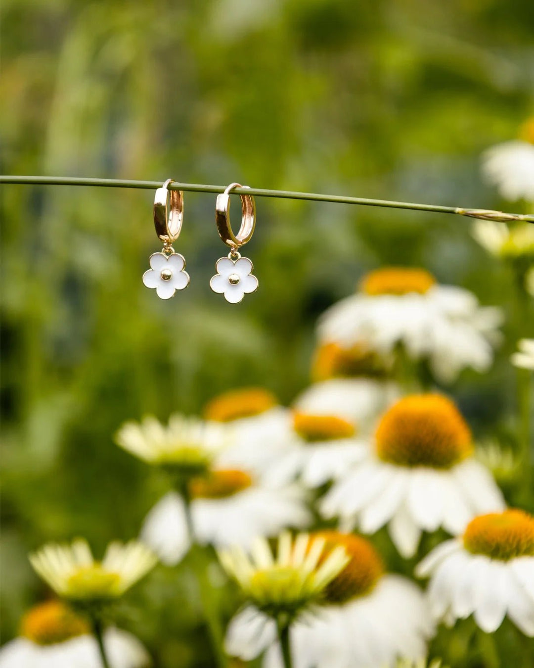 Daisy Flower Gold Hoop Earrings | TISH Jewelry - Pretty by Her- handmade locally in Cambridge, Ontario
